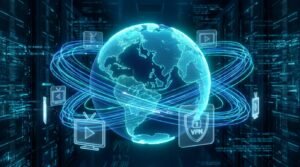 Eine grafische Darstellung von Serverstabilität und weltweiten Verbindungen, wichtig beim IPTV Anbieter vergleichen.