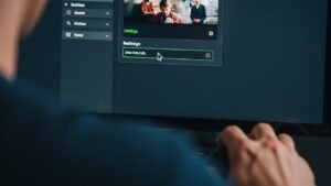 Nahaufnahme eines Benutzers, der eine M3U-Wiedergabeliste in den Einstellungen eines Windows IPTV Players hinzufügt.
