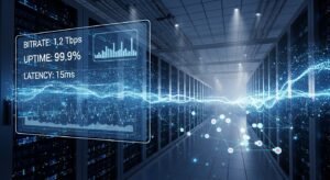 IPTV Server Infrastruktur mit Streaming-Daten und Performance-Metriken